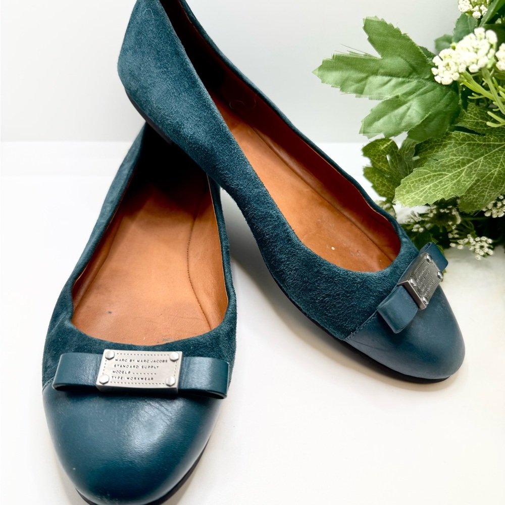 Marc By Marc Jacobs Green Leather Suede Ballet Flats  Size 37.5